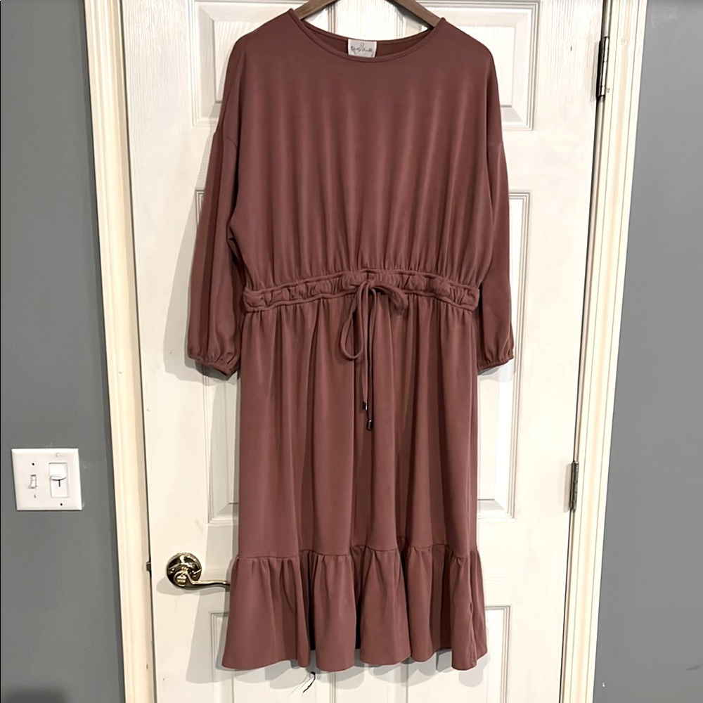 Dainty Jewells Pink Peplum Sundress with Dolman Sleeves